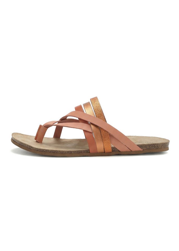 LASCANA Sommerschuh, offener Schuh, Pantolette, Sandale, Zehentrenner aus Leder mit Korkfußbett – Bild 3 von 5