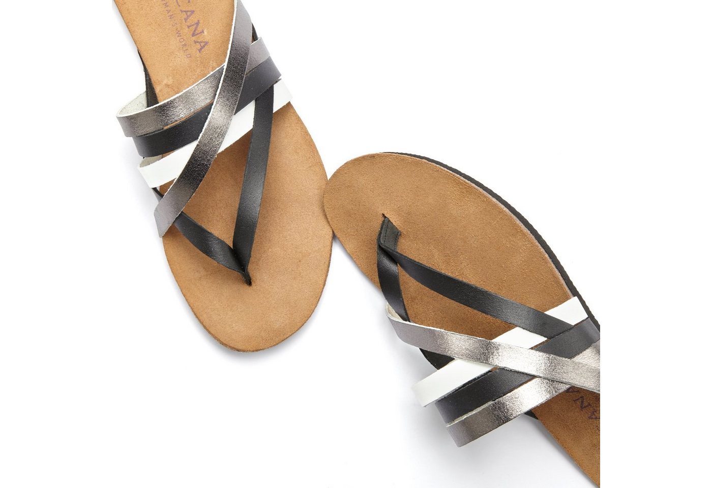 LASCANA Sommerschuh, offener Schuh, Pantolette, Sandale, Zehentrenner aus Leder mit Korkfußbett – Bild 5 von 5