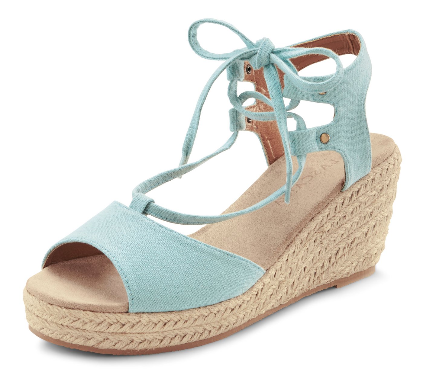 LASCANA Sommerschuh, offener Schuh, Sandale, Sandalette, Keilsandalette mit Keilabsatz, Bast-Optik & Schnürung VEGAN – Bild 3 von 5