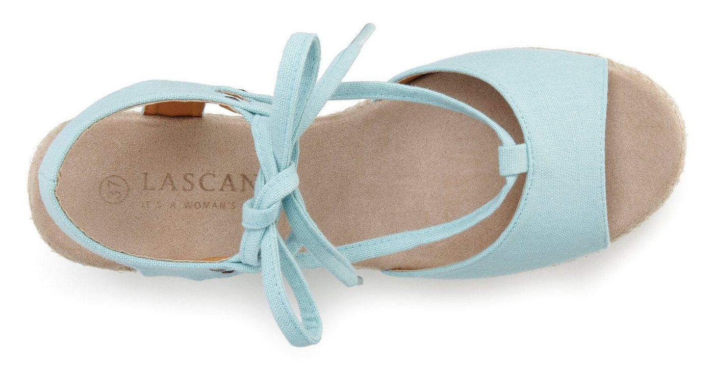 LASCANA Sommerschuh, offener Schuh, Sandale, Sandalette, Keilsandalette mit Keilabsatz, Bast-Optik & Schnürung VEGAN – Bild 4 von 5
