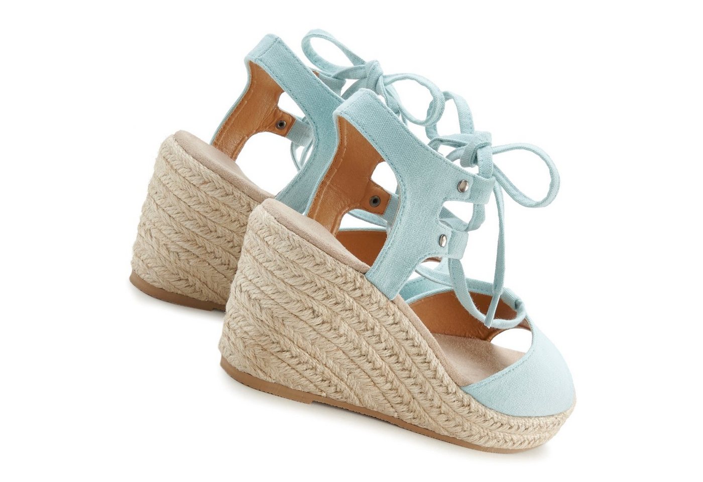 LASCANA Sommerschuh, offener Schuh, Sandale, Sandalette, Keilsandalette mit Keilabsatz, Bast-Optik & Schnürung VEGAN – Bild 5 von 5
