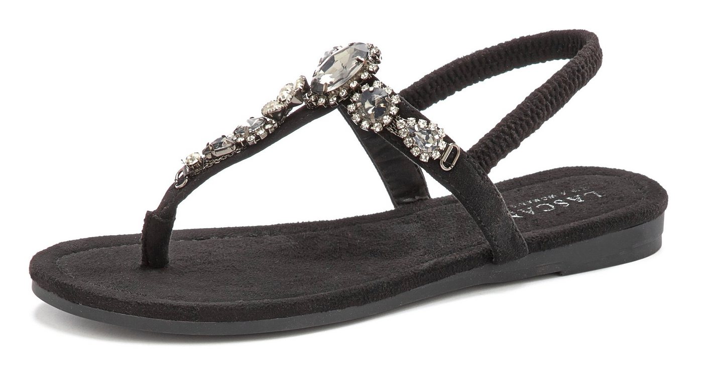 LASCANA Sommerschuh, offener Schuh, Zehentrenner Sandale, Pantolette mit Schmucksteinen VEGAN – Bild 3 von 5