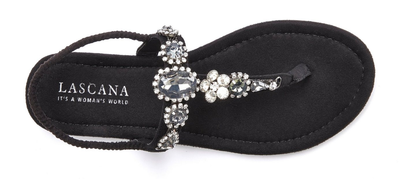 LASCANA Sommerschuh, offener Schuh, Zehentrenner Sandale, Pantolette mit Schmucksteinen VEGAN – Bild 4 von 5