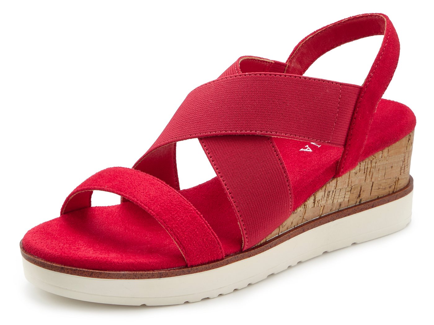 LASCANA Sommerschuh, offener Schuh, Sandale, Keilsandalette, Sandalette mit elastischen Riemchen VEGAN – Bild 2 von 5