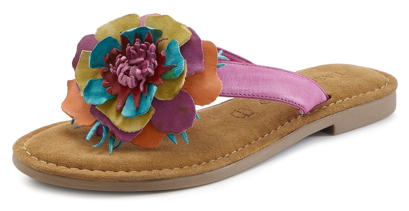 LASCANA Sommerschuh, offener Schuh, Mule, Sandale, Pantolette NEU aus Leder mit raffinierter Blumen-Applikation – Bild 3 von 5