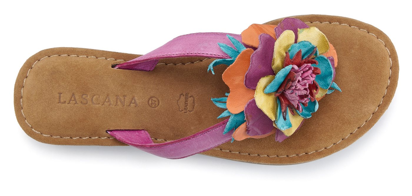 LASCANA Sommerschuh, offener Schuh, Mule, Sandale, Pantolette NEU aus Leder mit raffinierter Blumen-Applikation – Bild 5 von 5