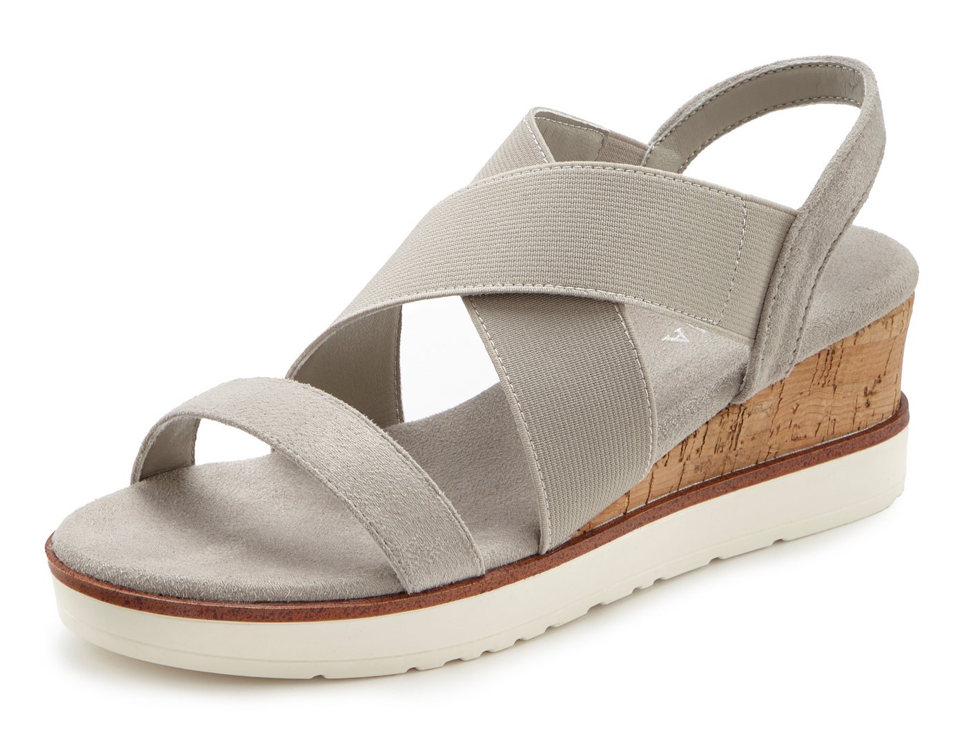 LASCANA Sommerschuh, offener Schuh, Sandale, Keilsandalette, Sandalette mit elastischen Riemchen VEGAN – Bild 2 von 5