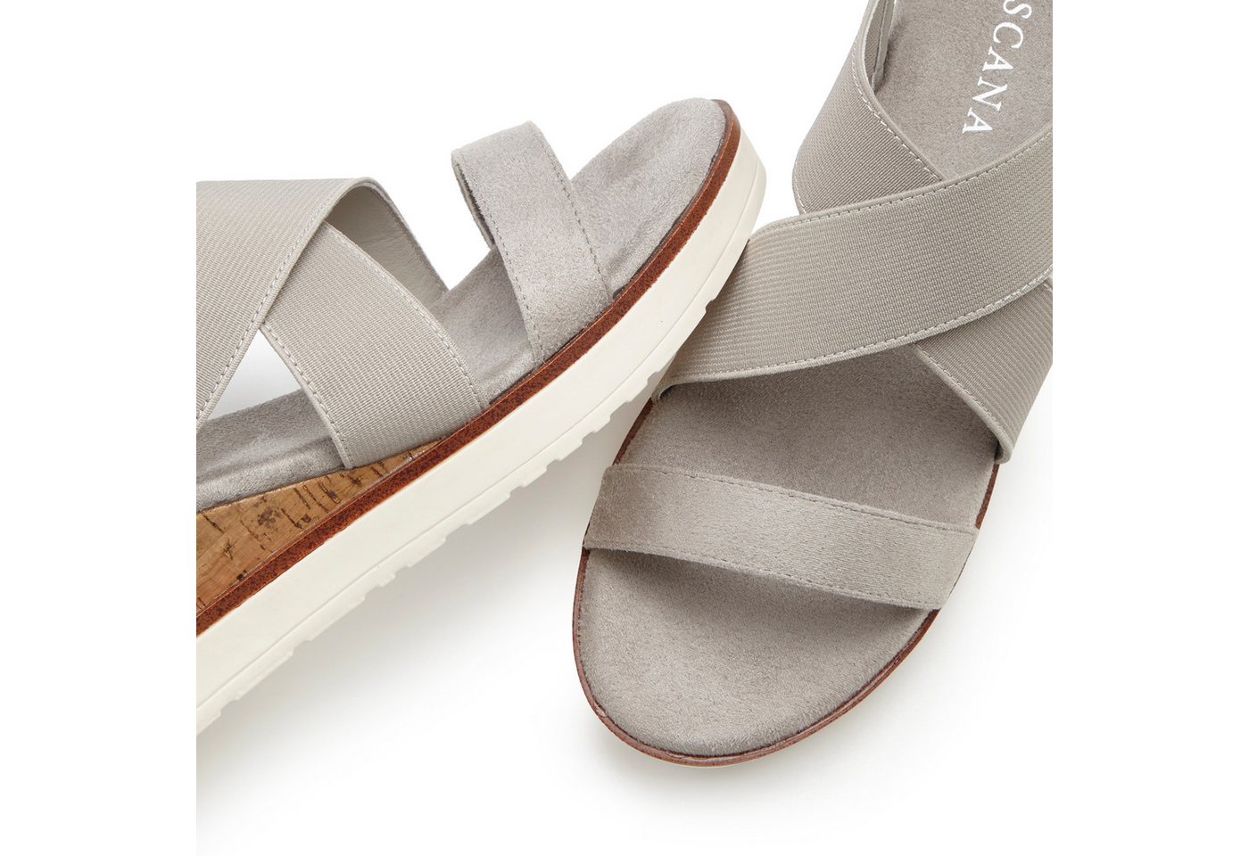 LASCANA Sommerschuh, offener Schuh, Sandale, Keilsandalette, Sandalette mit elastischen Riemchen VEGAN – Bild 4 von 5
