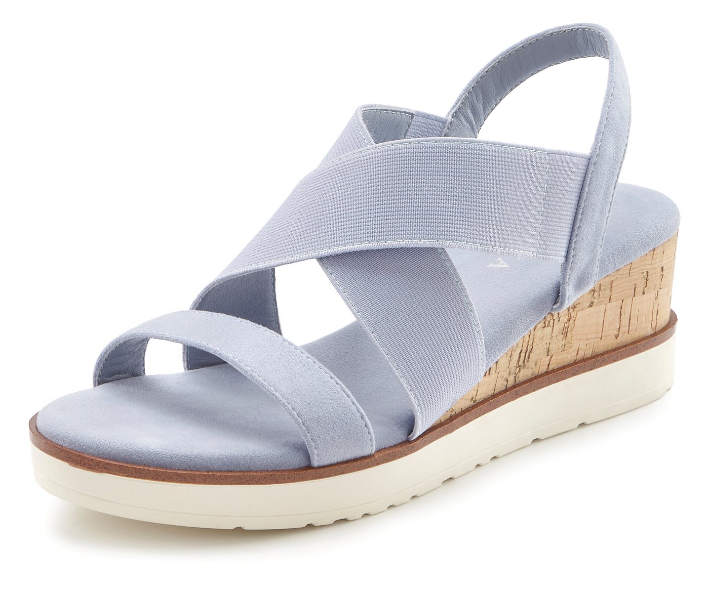 LASCANA Sommerschuh, offener Schuh, Sandale, Keilsandalette, Sandalette mit elastischen Riemchen VEGAN – Bild 3 von 5
