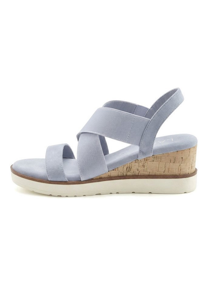 LASCANA Sommerschuh, offener Schuh, Sandale, Keilsandalette, Sandalette mit elastischen Riemchen VEGAN – Bild 4 von 5