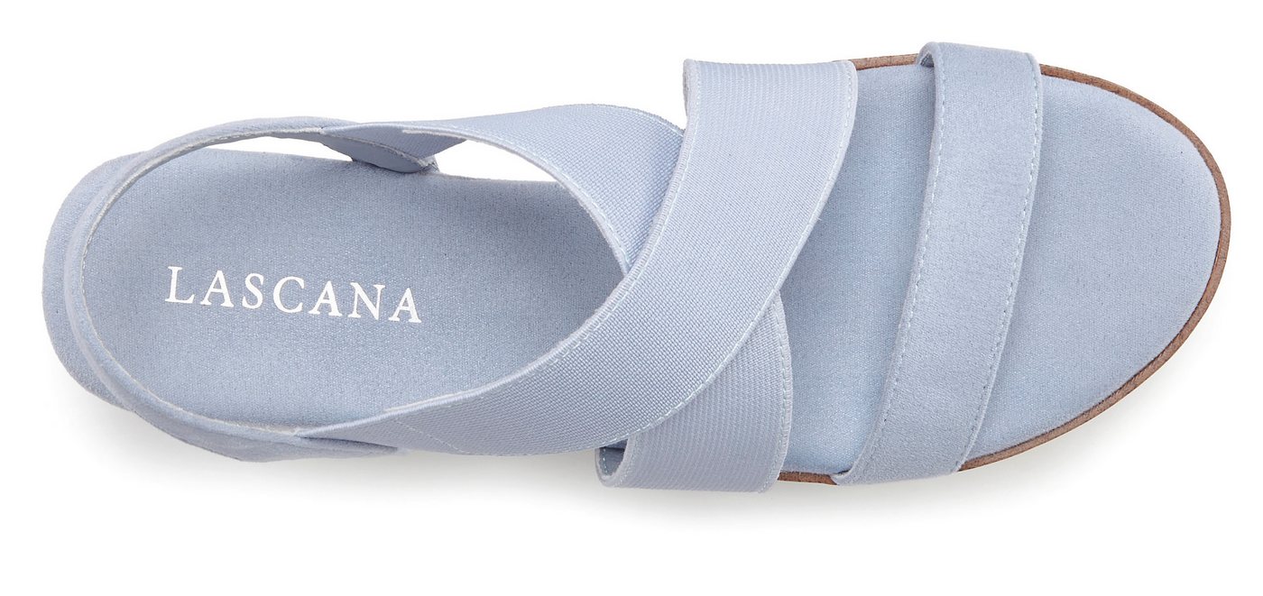 LASCANA Sommerschuh, offener Schuh, Sandale, Keilsandalette, Sandalette mit elastischen Riemchen VEGAN – Bild 5 von 5