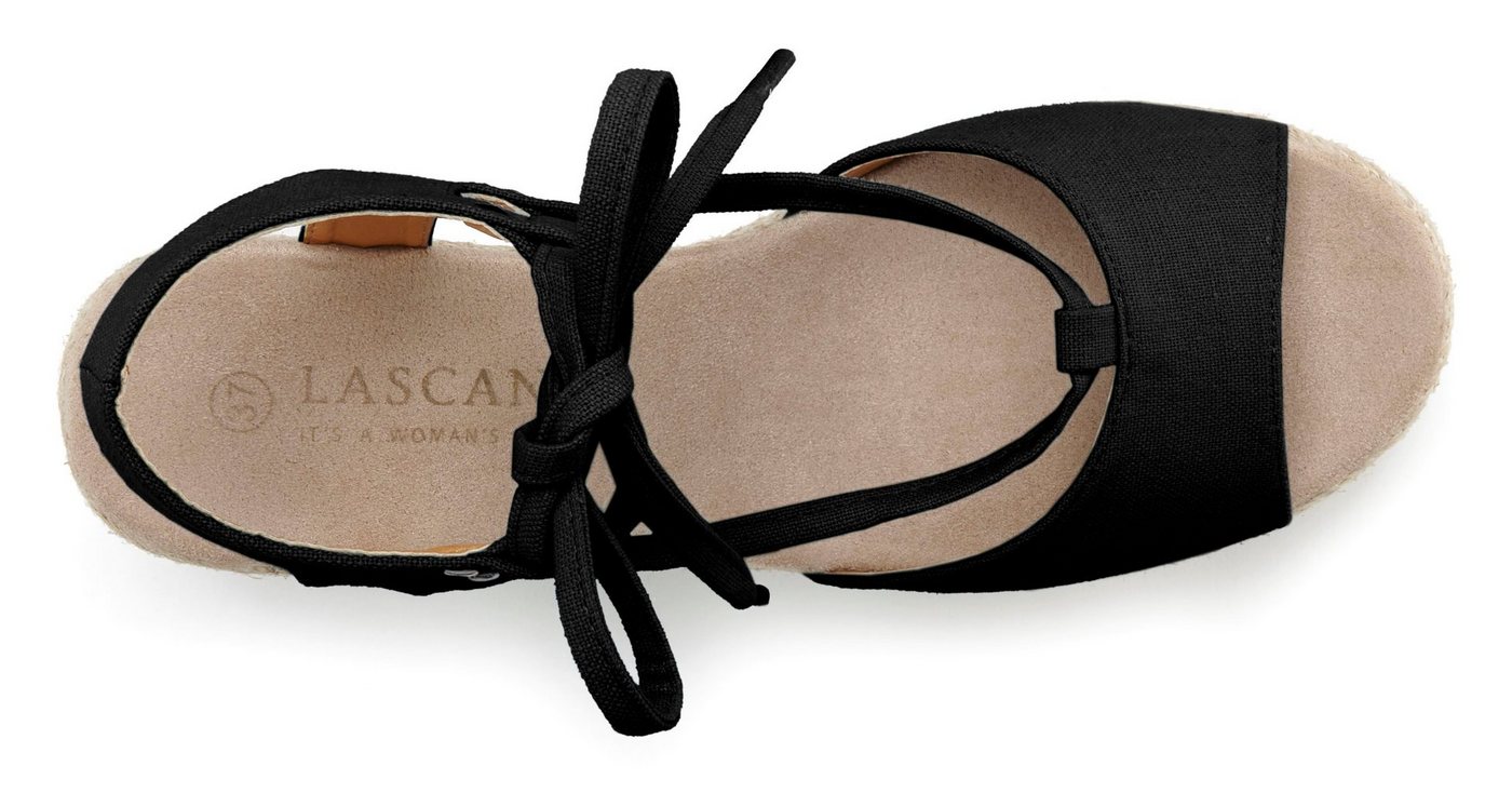 LASCANA Sommerschuh, offener Schuh, Sandale, Sandalette, Keilsandalette mit Keilabsatz, Bast-Optik & Schnürung VEGAN – Bild 3 von 5