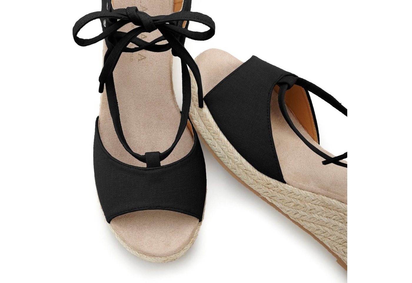 LASCANA Sommerschuh, offener Schuh, Sandale, Sandalette, Keilsandalette mit Keilabsatz, Bast-Optik & Schnürung VEGAN – Bild 5 von 5