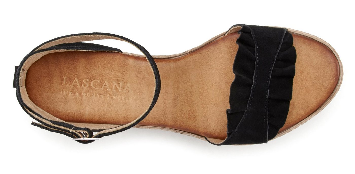 LASCANA Sommerschuh, offener Schuh, Sandale, Keilsandalette, Sandalette aus Leder mit Keilabsatz – Bild 4 von 5