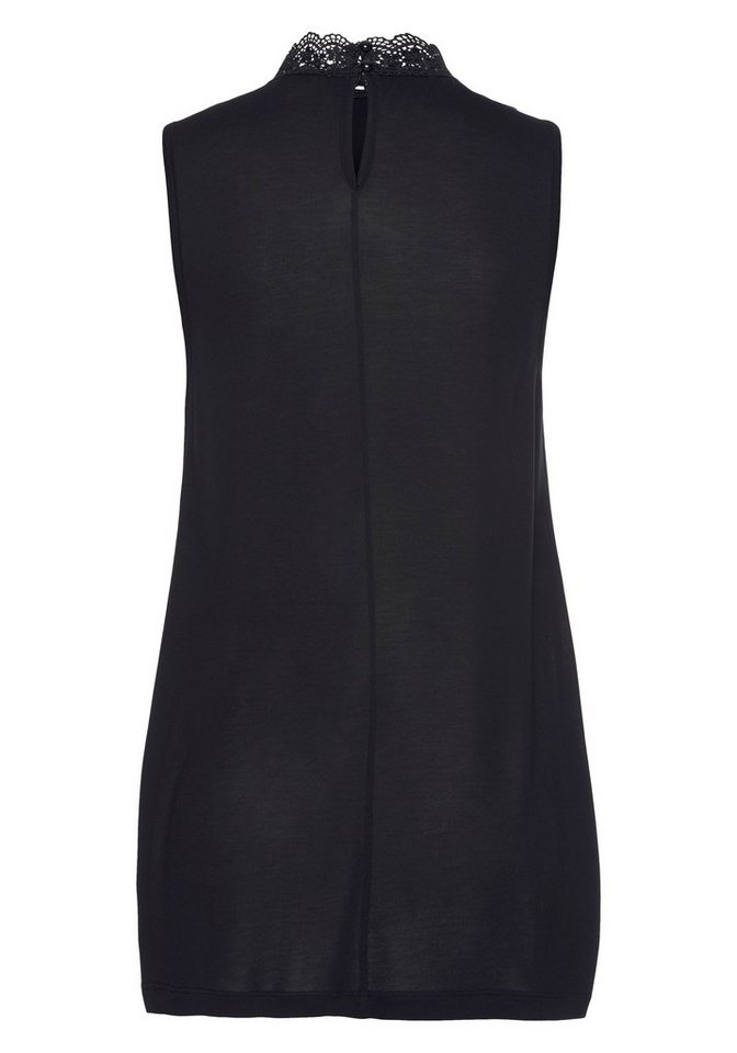 LASCANA Spitzentop mit modischem Stehkragen elegantes Jerseytop mit Spitzeneinsatz, lässiges Partytop, festlich – Bild 4 von 5