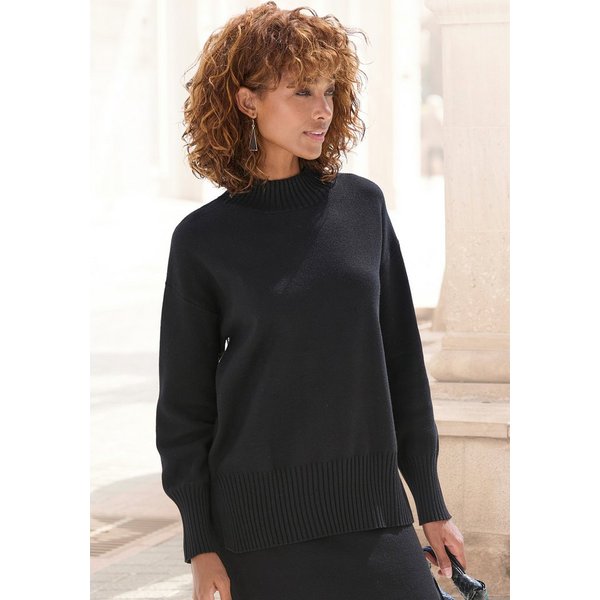 LASCANA Stehkragenpullover mit breiten Abschlüssen Longpullover, klassischer Strickpullover, figurumspielend, kuschelig