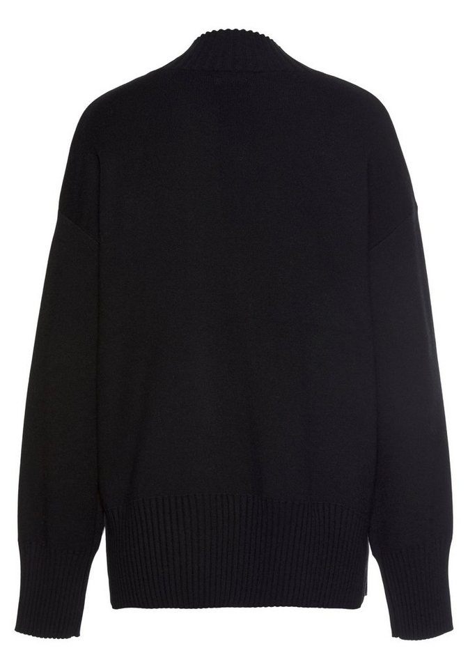 LASCANA Stehkragenpullover mit breiten Abschlüssen Longpullover, klassischer Strickpullover, figurumspielend, kuschelig – Bild 4 von 5