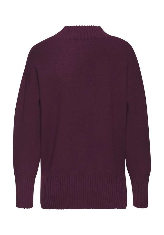 LASCANA Stehkragenpullover mit breiten Abschlüssen Longpullover, klassischer Strickpullover, figurumspielend, kuschelig – Bild 3 von 5