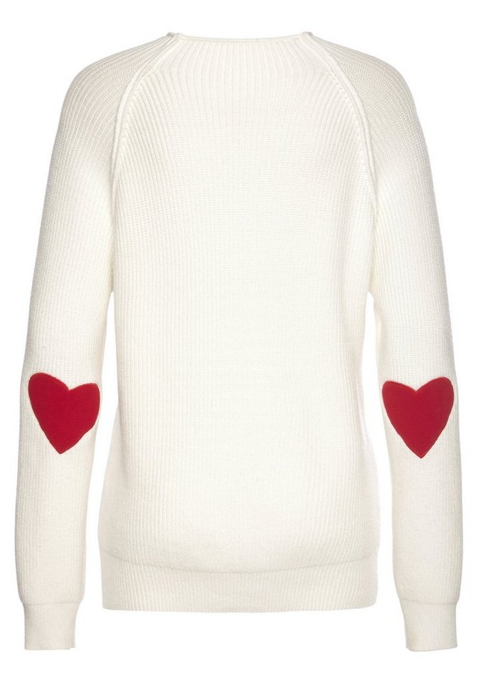 LASCANA Stehkragenpullover mit Herzchendetails am Ellenbogen kuscheliger Pullover, lockerer Strickpullover, ausgefallener Pullover – Bild 4 von 5