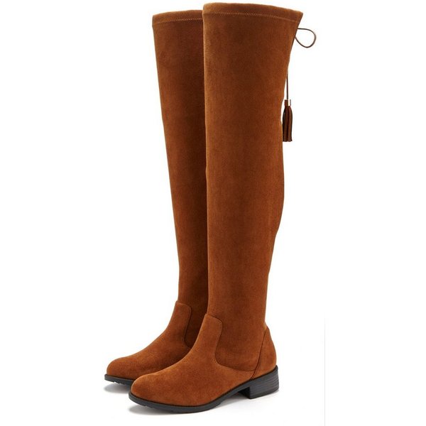 LASCANA Stiefel, Langschaftstiefel, Overkneestiefel mit elastischem Weitschaft und raffiniertem Flechtdetail