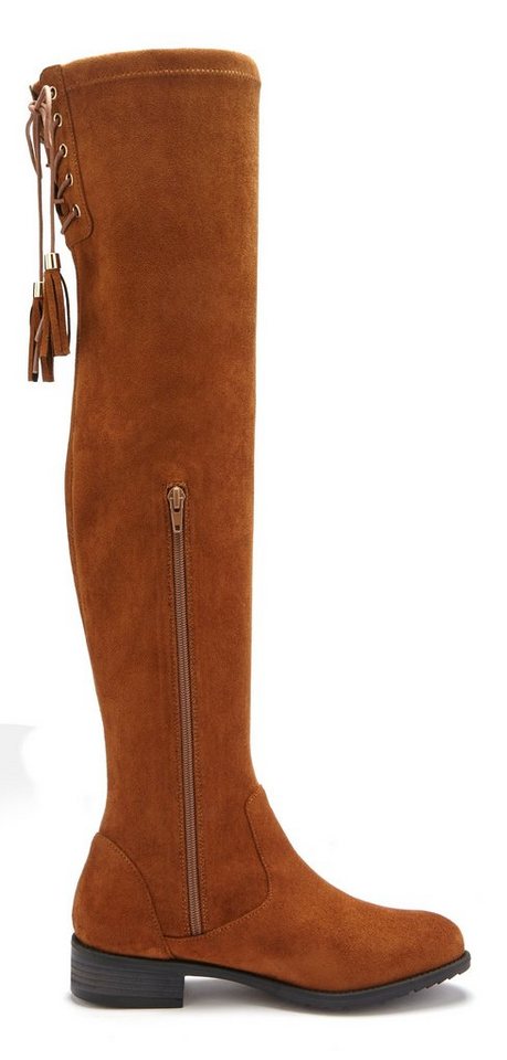 LASCANA Stiefel, Langschaftstiefel, Overkneestiefel mit elastischem Weitschaft und raffiniertem Flechtdetail – Bild 2 von 5