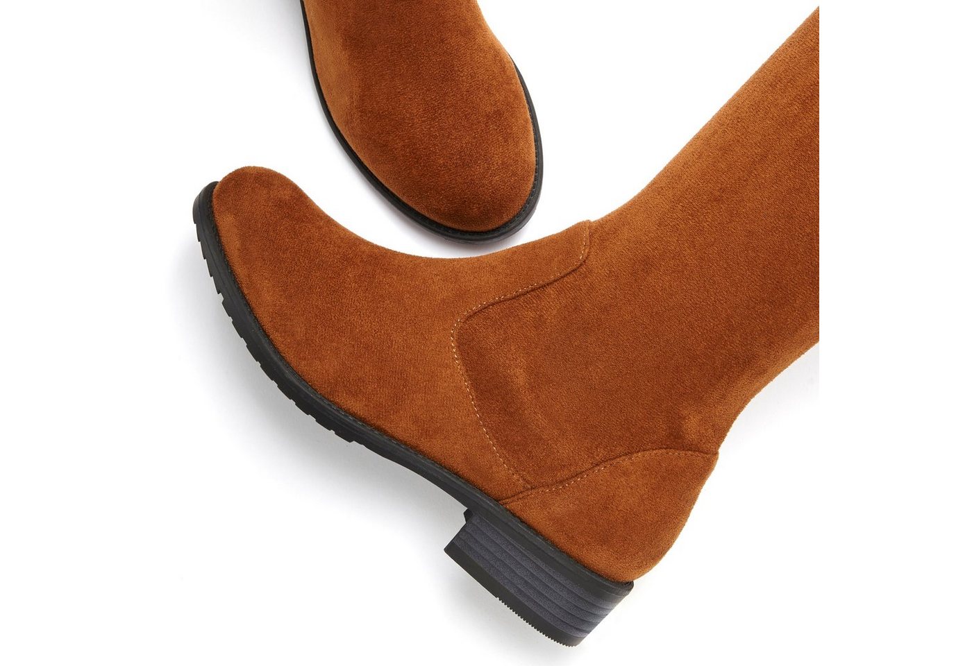 LASCANA Stiefel, Langschaftstiefel, Overkneestiefel mit elastischem Weitschaft und raffiniertem Flechtdetail – Bild 4 von 5