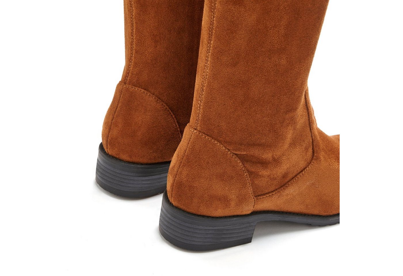 LASCANA Stiefel, Langschaftstiefel, Overkneestiefel mit elastischem Weitschaft und raffiniertem Flechtdetail – Bild 5 von 5