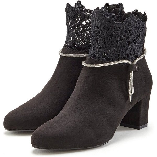 LASCANA Stiefel, Boots, Stiefelette mit elegantem Spitzenbesatz