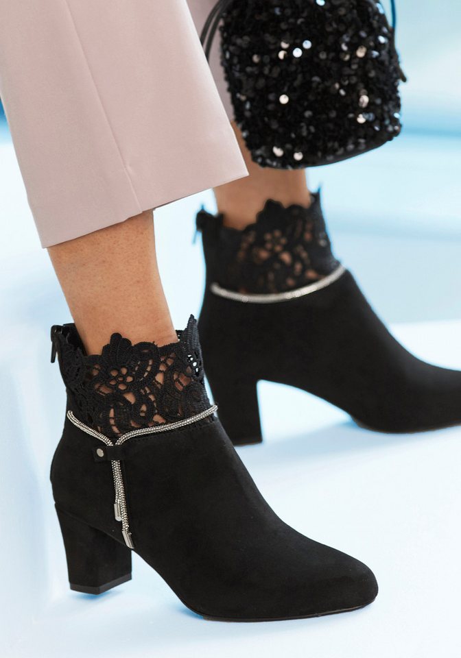 LASCANA Stiefel, Boots, Stiefelette mit elegantem Spitzenbesatz – Bild 2 von 5