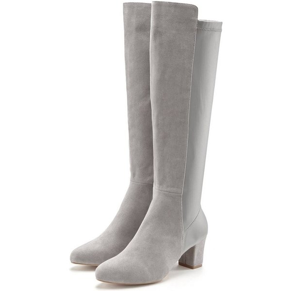 LASCANA Stiefelette, Langer Stiefel Stiefel mit Stretcheinsatz und Langschaft VEGAN