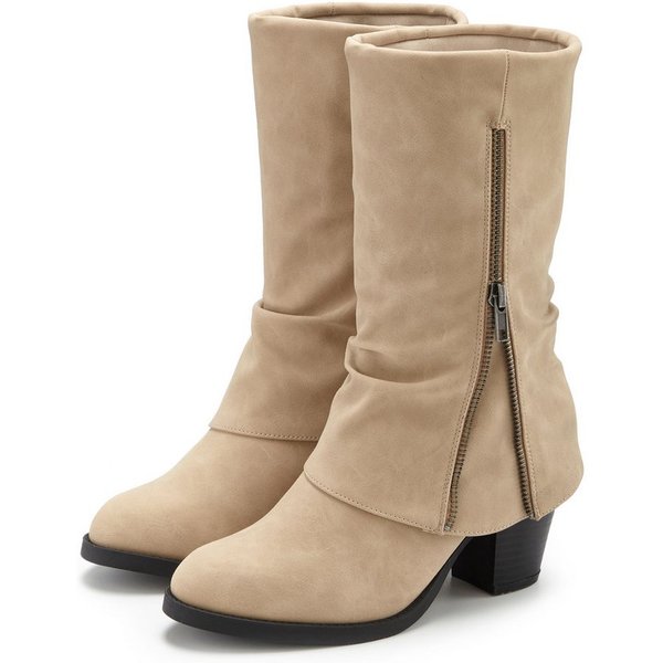 LASCANA Stiefelette, Boots, Cowboy-Stiefel, Stiefel NEU mit Blockabsatz und modischem Zierreißverschluss