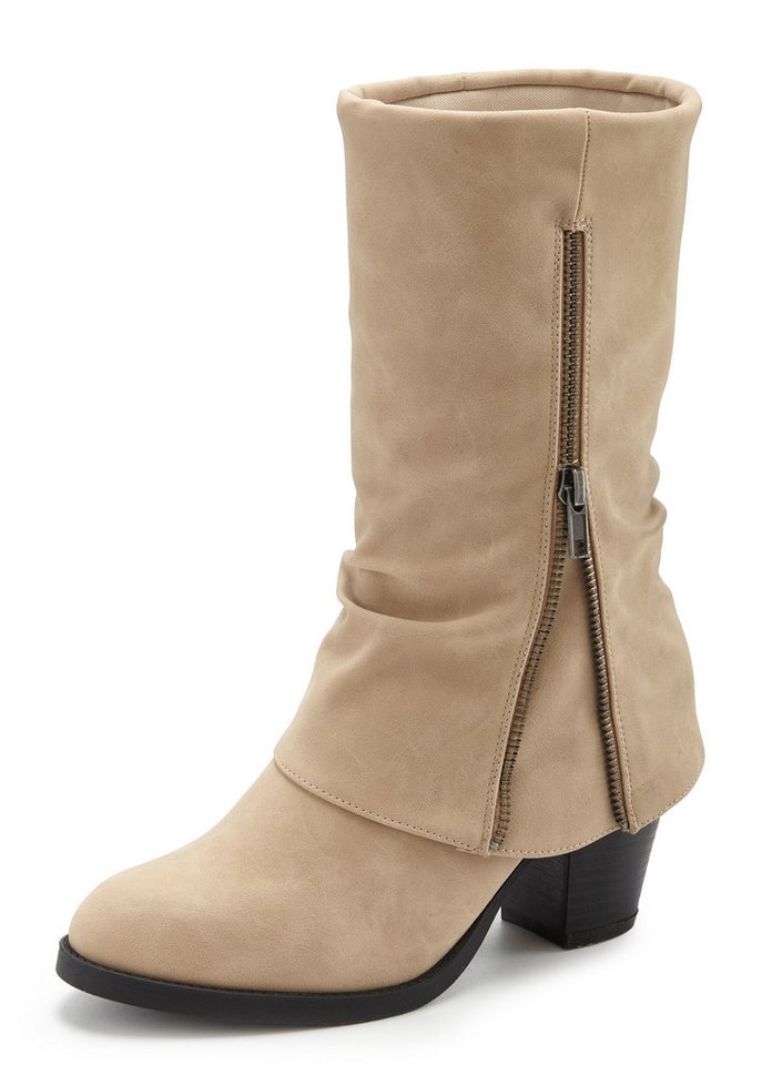 LASCANA Stiefelette, Boots, Cowboy-Stiefel, Stiefel NEU mit Blockabsatz und modischem Zierreißverschluss – Bild 3 von 5