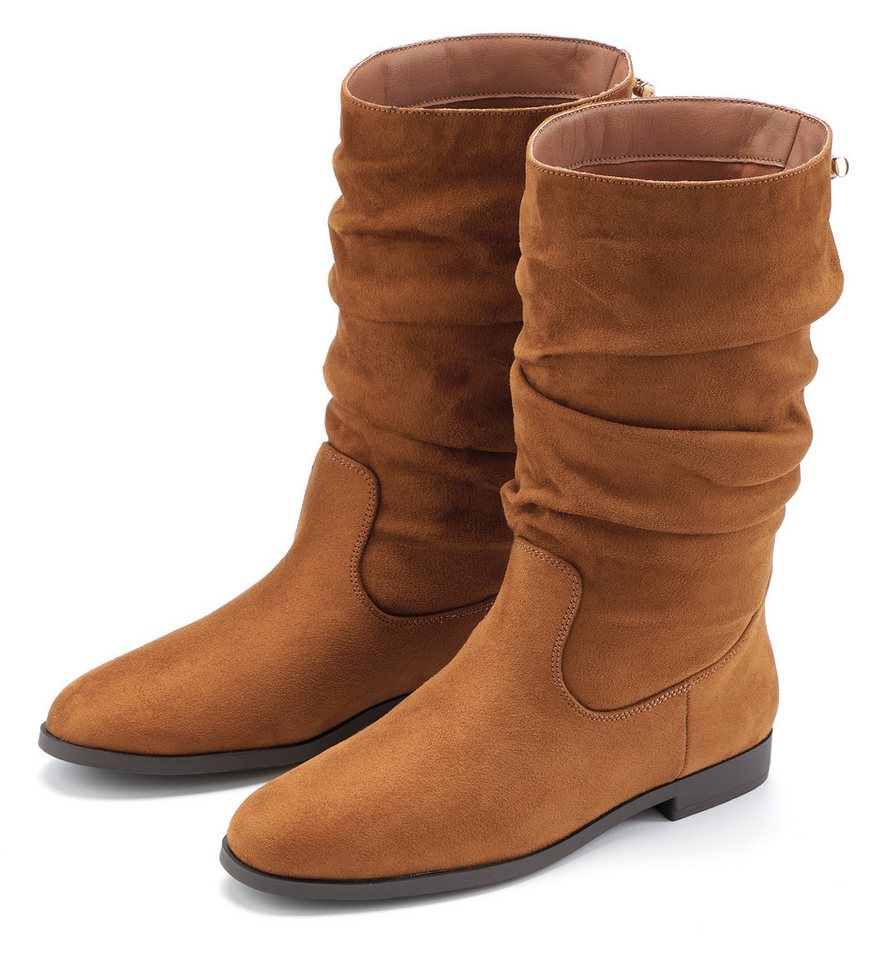 LASCANA Stiefelette, Slouchy Boots, Herbststiefelette, Stiefel NEU mit Gummi-Kordelzug, in zwei verschiedenen Längen tragbar VEGAN – Bild 2 von 5