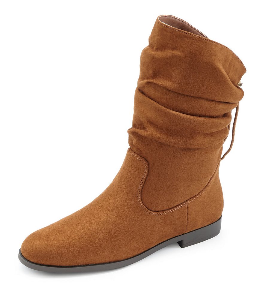 LASCANA Stiefelette, Slouchy Boots, Herbststiefelette, Stiefel NEU mit Gummi-Kordelzug, in zwei verschiedenen Längen tragbar VEGAN – Bild 3 von 5