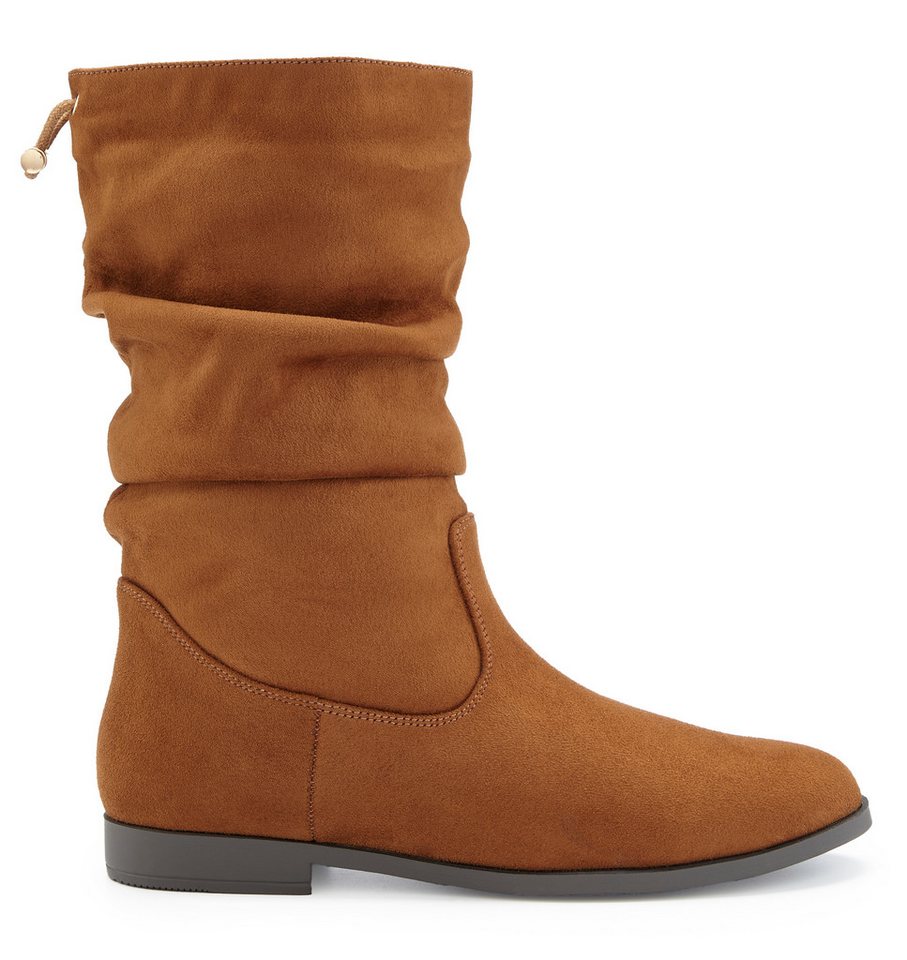 LASCANA Stiefelette, Slouchy Boots, Herbststiefelette, Stiefel NEU mit Gummi-Kordelzug, in zwei verschiedenen Längen tragbar VEGAN – Bild 4 von 5