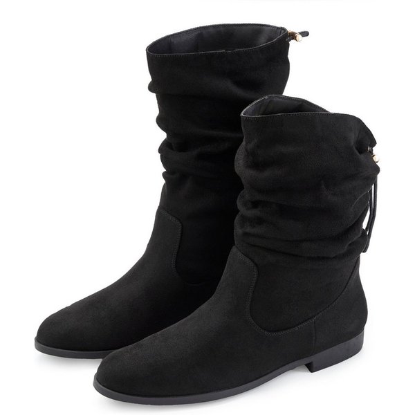 LASCANA Stiefelette, Slouchy Boots, Herbststiefelette, Stiefel NEU mit Gummi-Kordelzug, in zwei verschiedenen Längen tragbar VEGAN