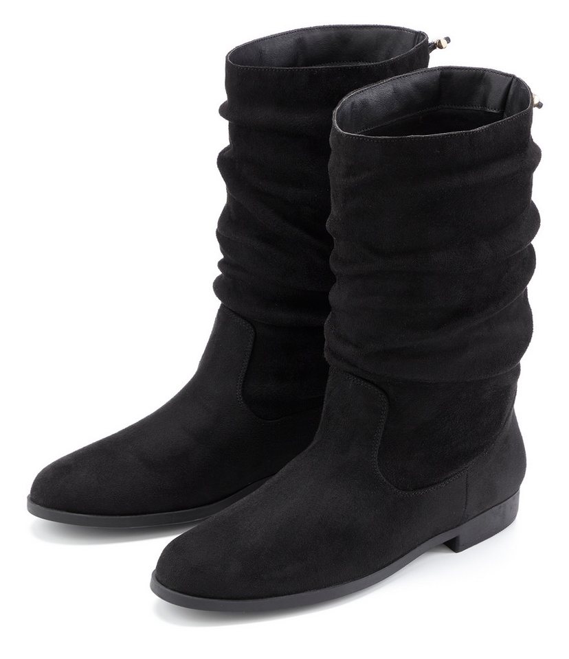 LASCANA Stiefelette, Slouchy Boots, Herbststiefelette, Stiefel NEU mit Gummi-Kordelzug, in zwei verschiedenen Längen tragbar VEGAN – Bild 2 von 5