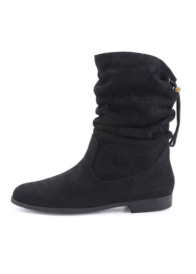LASCANA Stiefelette, Slouchy Boots, Herbststiefelette, Stiefel NEU mit Gummi-Kordelzug, in zwei verschiedenen Längen tragbar VEGAN – Bild 4 von 5