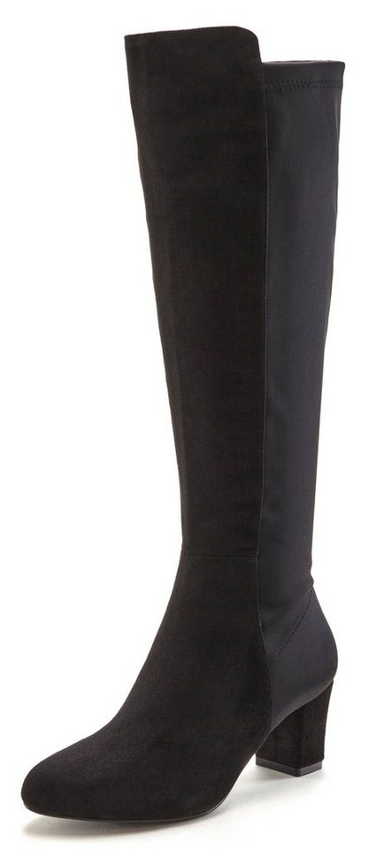 LASCANA Stiefelette, Langer Stiefel Stiefel mit Stretcheinsatz und Langschaft VEGAN – Bild 3 von 5