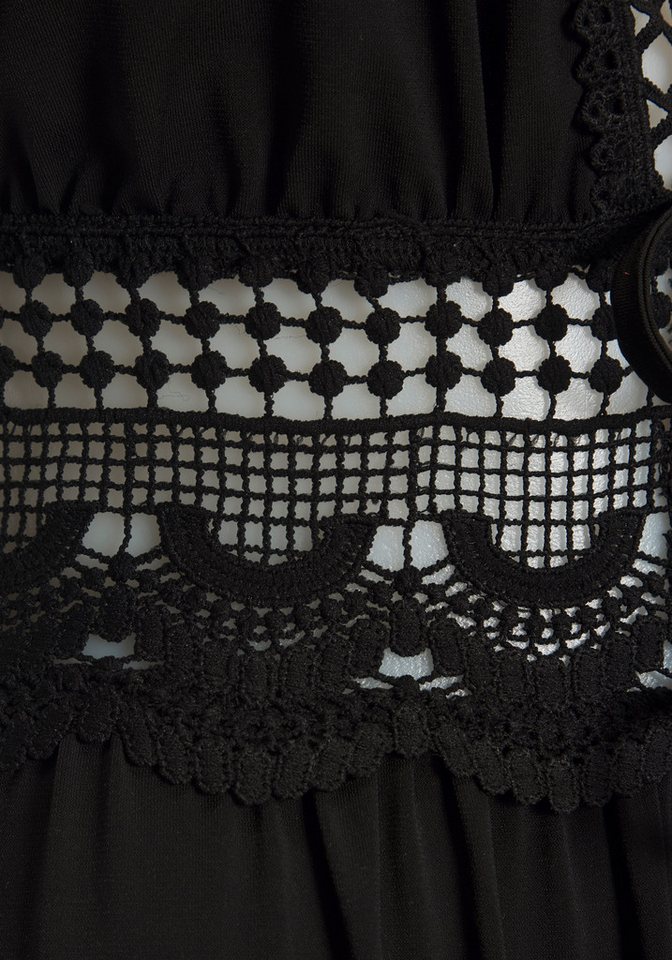 LASCANA Strandkleid mit Spitzeneinsätzen, aus bügelfreier Qualität Beachkleid, Cover-up, Boho-Kleid, Festival – Bild 5 von 5