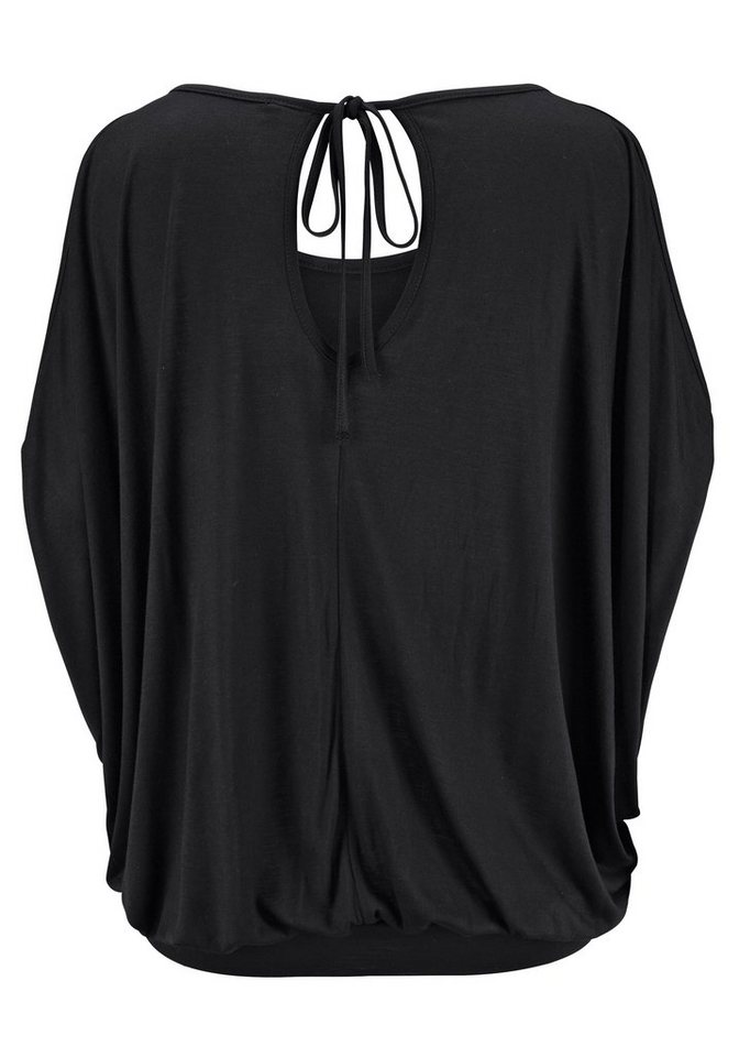 LASCANA Strandshirt mit Schulterschlitzen, Kurzarmshirt, Longshirt, schulterfrei – Bild 3 von 5