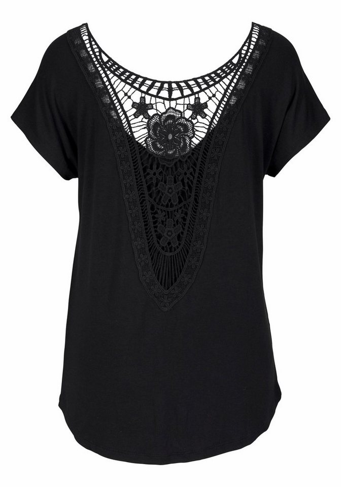 LASCANA Strandshirt mit Spitzeneinsatz, T-Shirt, lockere Passform, casual-chic – Bild 4 von 5