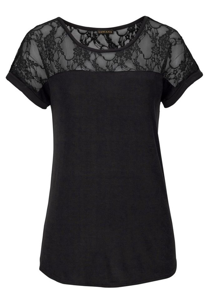 LASCANA Strandshirt mit Spitzeneinsatz, T-Shirt, Kurzarmshirt, feminin-modisch – Bild 2 von 5