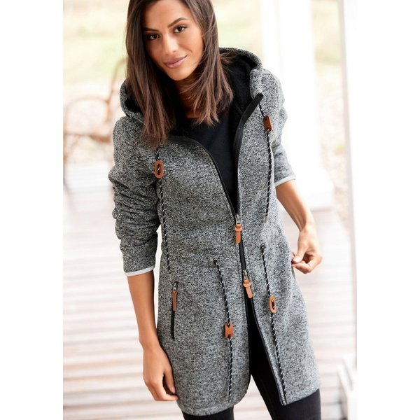 LASCANA Strickfleecejacke mit Kapuze