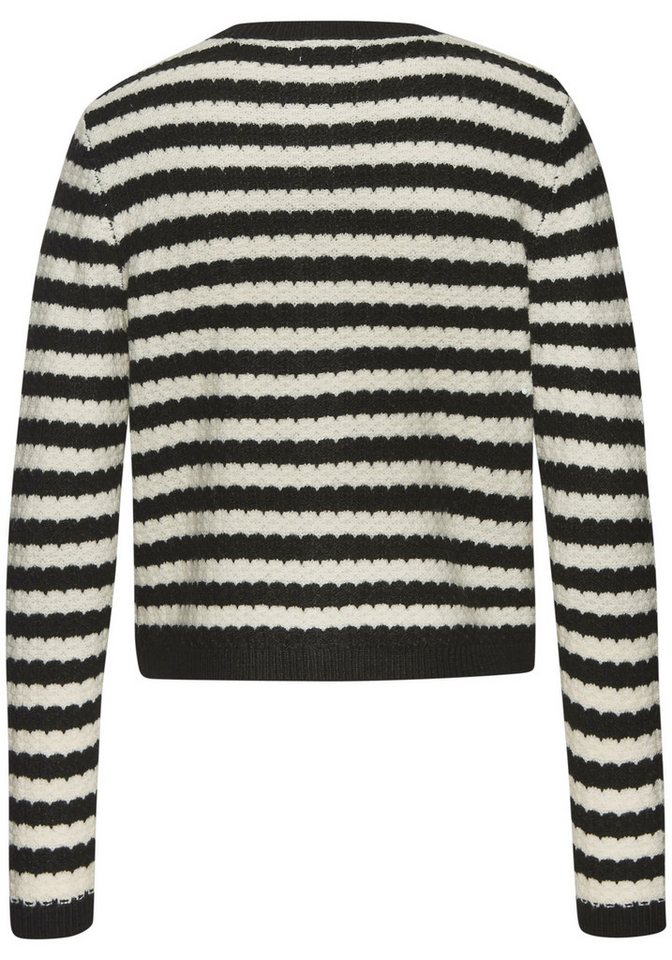 LASCANA Strickjacke mit Streifenmuster, Kontrastbündchen, markante Knopfleiste – Bild 4 von 5