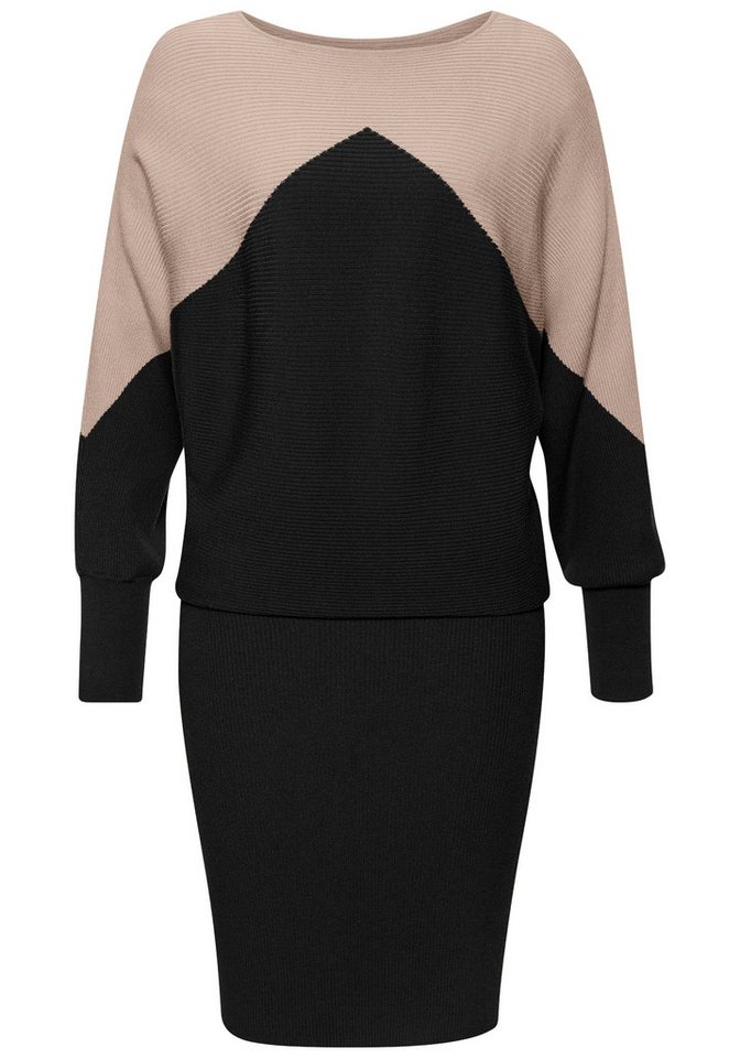 LASCANA Strickkleid in Kontraststrick, Pulloverkleid mit schmalem Rockteil lockeres Herbstkleid, Winterkleid aus weichem Rippstrick, figurbetont – Bild 2 von 5