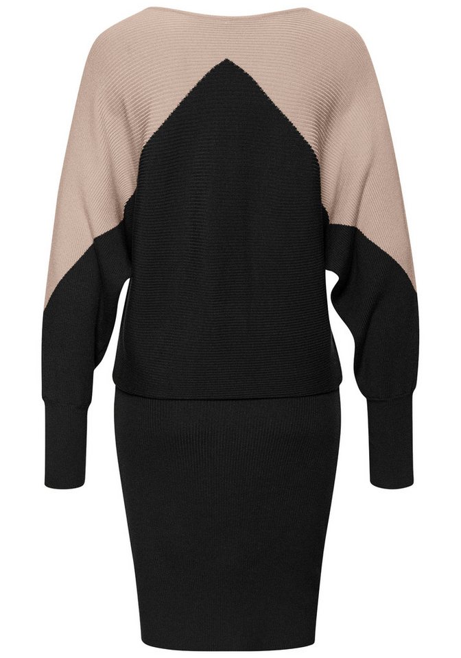 LASCANA Strickkleid in Kontraststrick, Pulloverkleid mit schmalem Rockteil lockeres Herbstkleid, Winterkleid aus weichem Rippstrick, figurbetont – Bild 4 von 5