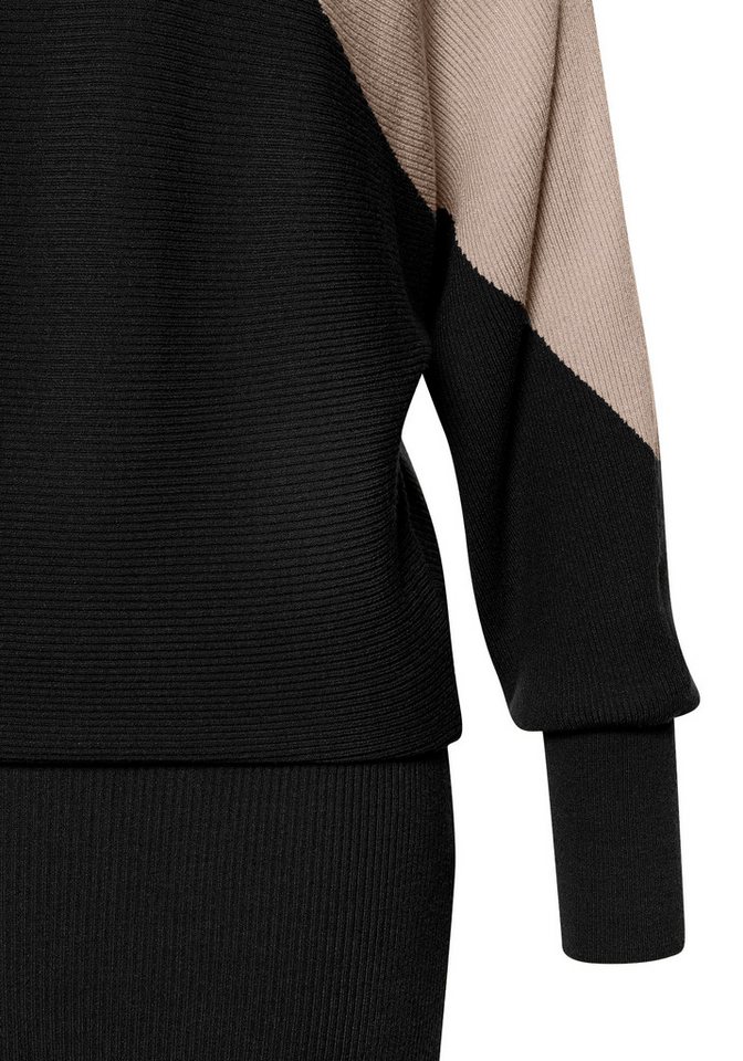 LASCANA Strickkleid in Kontraststrick, Pulloverkleid mit schmalem Rockteil lockeres Herbstkleid, Winterkleid aus weichem Rippstrick, figurbetont – Bild 5 von 5