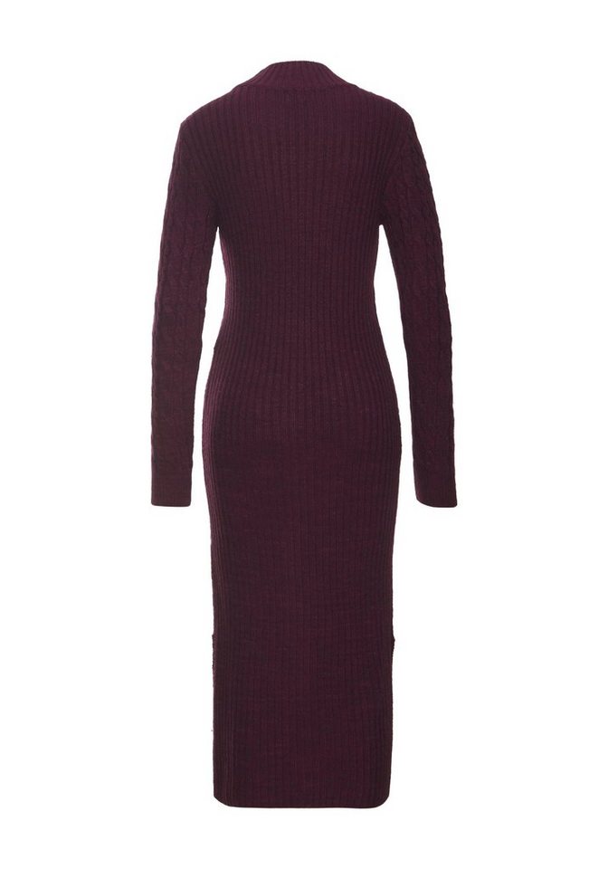 LASCANA Strickkleid mit Zopfmuster, seitlicher Schlitz, elegantes Pulloverkleid Langarm, Midikleid aus weichem Strick, figurbetont, herbstlich, casual – Bild 4 von 5