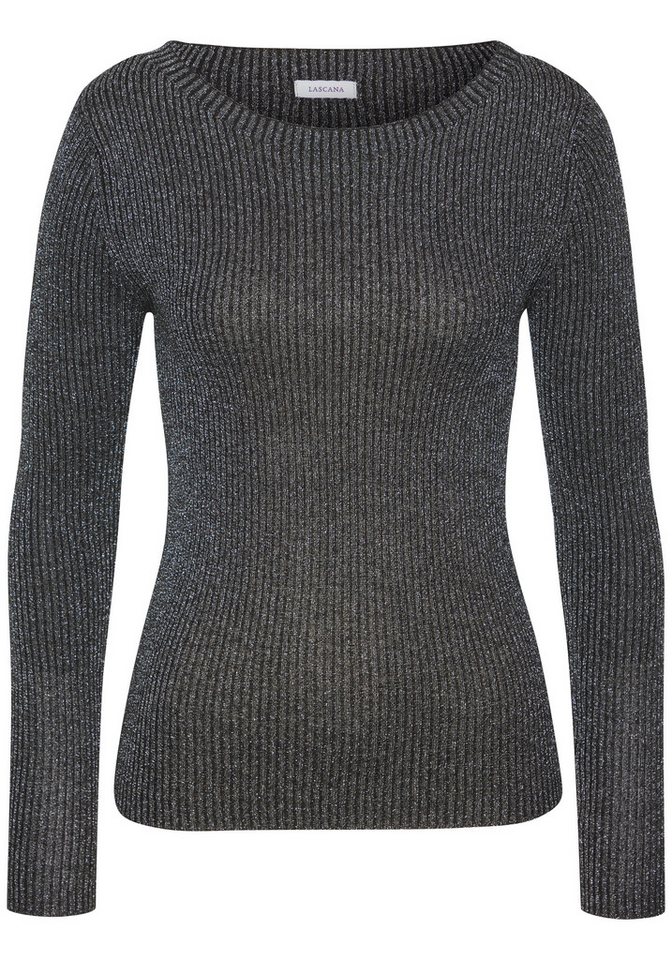 LASCANA Strickpullover aus Rippstrick mit glänzendem Lurexgarn Figurbetontes Strickshirt, Partyshirt mit Glitzer, festlich-elegant – Bild 2 von 5